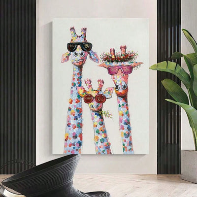 Adorable Giraffe Family Canvas Wall Art: Perfect Decor for Kids' Bedrooms and NurseriesAC