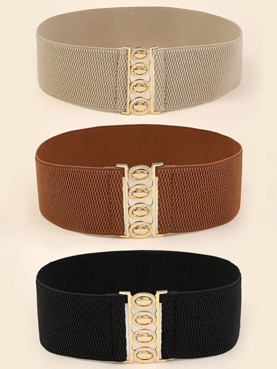 3-Piece Metal Buckle Wide Waist Belt Set: The Perfect Cinch for Dresses