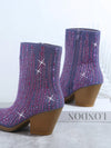 Glamourous Rhinestone Side-Zip Chunky Boots for Stylish Statements