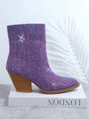 Glamourous Rhinestone Side-Zip Chunky Boots for Stylish Statements