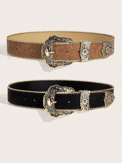 Western Charm: 2pc Cowgirl Style Beaded Belts for Daily Use