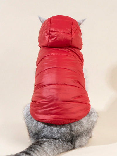 Stay Warm in Style: Red Windproof Padded Vest with Hood and Coat