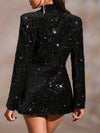 Sparkle & Chic: Sequin Blazer Dress with Lapel Neck