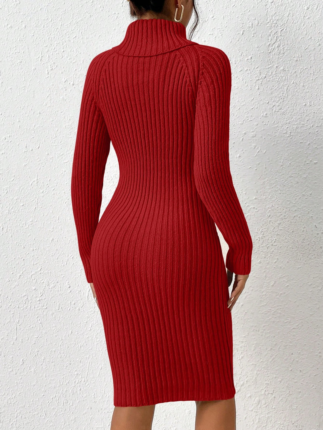 Elevate your winter wardrobe with our Chic Twist-Front Turtleneck Sweater Dress. The twist-front design and raglan sleeves add a unique touch to this cozy turtleneck dress. Perfect for a day at the office or a night out, this dress is sure to keep you stylish and warm.