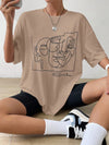 Chic Y2K Abstract Figure Graphic Drop Shoulder Tee for Effortless Summer Style