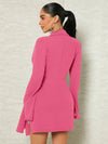 Elegance Redefined: Lapel Collar Ruched Split Hem Dress