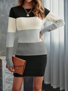 Triple Color Bodycon Sweater Dress: Cozy Chic for Any Occasion