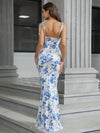 Blooming Beauty: Floral Print Tie Shoulder Mermaid Hem Maxi Cami Dress