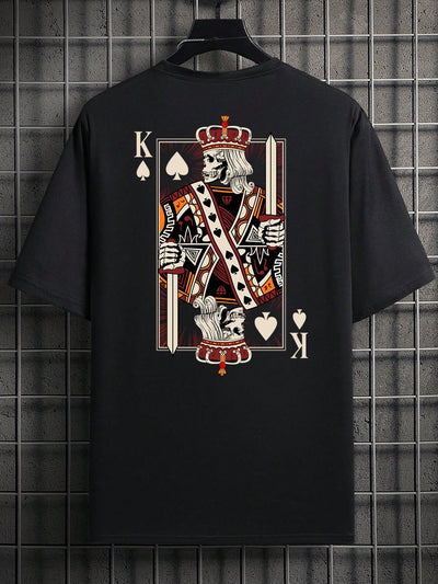 Men's Playing Card Print Drop Shoulder Tshirt - Stand out in Style