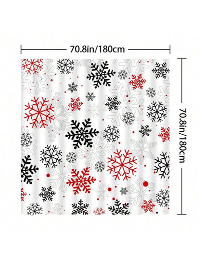 Charming Winter Wonderland: Cartoon Snowflake Shower Curtain for a Cozy Bathroom Retreat