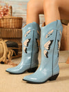 Spring into Style with Butterfly 3D Flower Patchwork Cowboy Boots