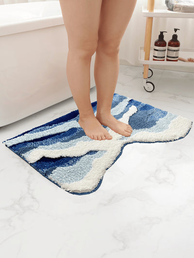 Wave Cloud Patterns 3D Irregular Shape Bathroom Rug: Soft Plush Modern Carpet for Teenage Aesthetic Room Decor