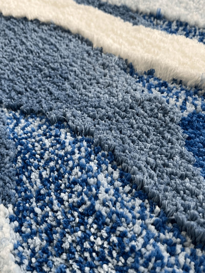 Wave Cloud Patterns 3D Irregular Shape Bathroom Rug: Soft Plush Modern Carpet for Teenage Aesthetic Room Decor