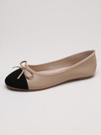 Chic Bowknot Spliced Flat Shoes for Effortless Style – Soft & Comfortable Low-Heel Design for Every Season