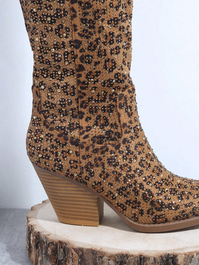 Wild & Chic: Leopard Print Chunky Heeled Boots