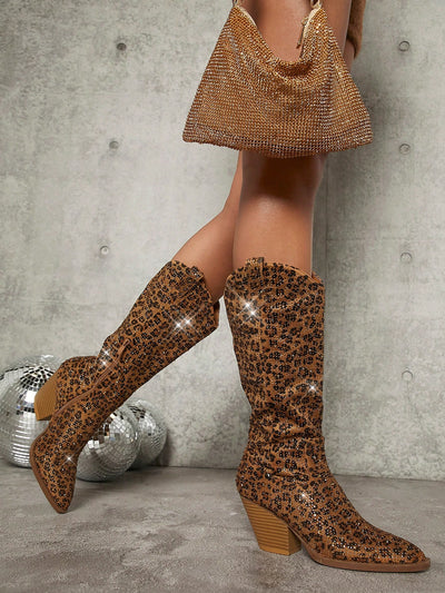 Wild & Chic: Leopard Print Chunky Heeled Boots