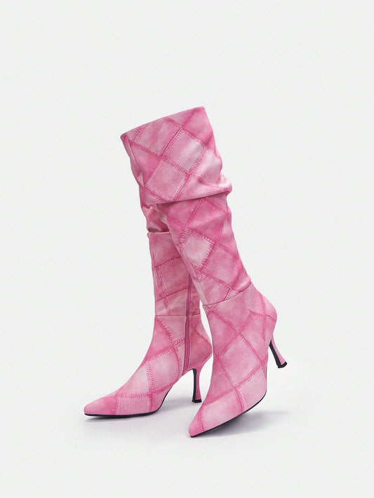 Women's Pink Color High Heel Long Boots: Elevate Your Style