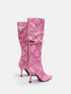 Women's Pink Color High Heel Long Boots: Elevate Your Style