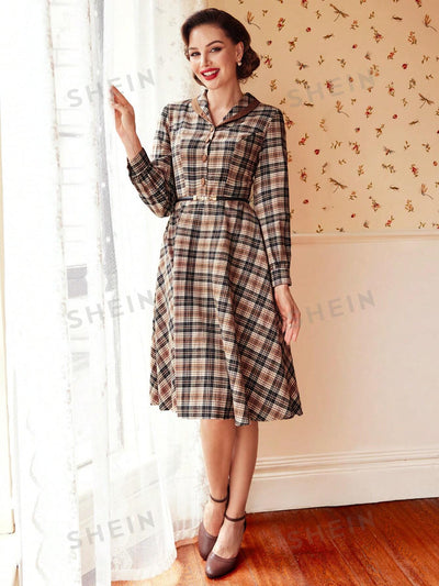 Chic Plaid Print Button Front Shirt Dress - Effortless Style for Every Occasion