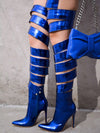 Lapel Thigh-High Wrap-Around Stiletto Heels