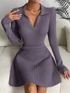 Chic Comfort: Solid Ribbed Knit Sweater Dress