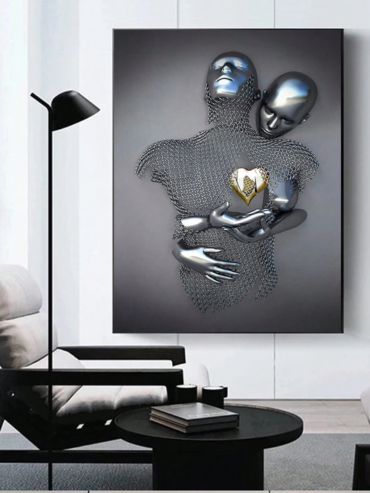 This modern love figure statue painting is the perfect addition to any stylish home wall decor. With its elegant and contemporary design, it adds a touch of sophistication and beauty to any room. Crafted with high-quality materials, this painting is sure to impress and elevate your home decor.
