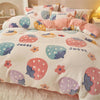 Flannel Plant & Flower Cartoon Printed Pink Duvet Cover: Dual-Use Blanket for Winter & Autumn Warmth