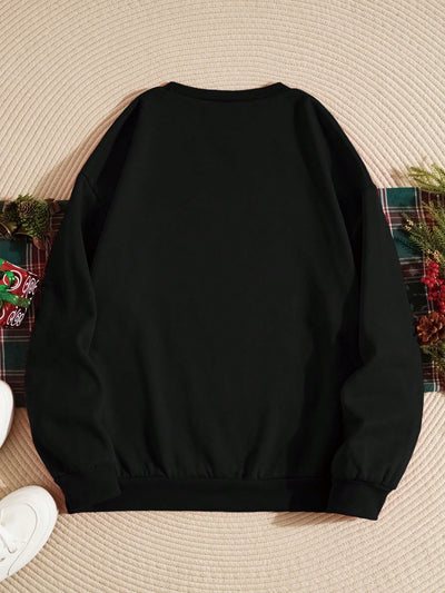 Cozy Unity Christmas Print Thermal Lined Sweatshirt - Perfect for Holiday Warmth