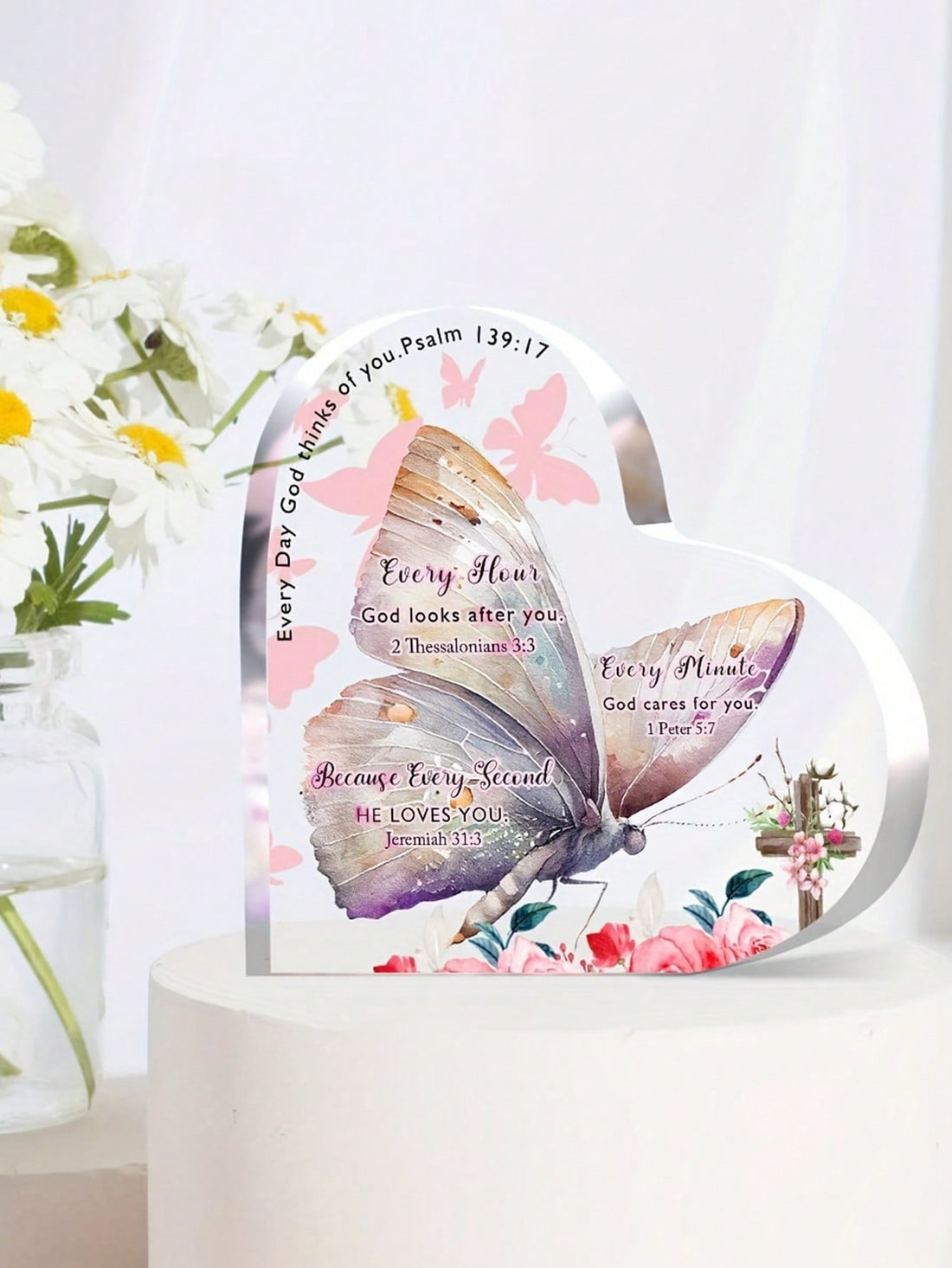 Sprinkle inspiration and positivity into any space with our Inspirational Acrylic Tabletop Decor! Featuring uplifting Bible verses, this decor is the perfect gift for the special women and friends in your life. Brighten up their day and remind them of the power of faith and friendship with this unique and thoughtful gift. A daily dose of motivation in a stylish package!