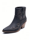 Chic Western Embroidered Cowgirl Ankle Boots with Side Zipper