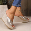 Golden Goddess: Women's Fashionable Slingback Platform Wedge Sandals