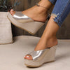 Golden Goddess: Women's Fashionable Slingback Platform Wedge Sandals