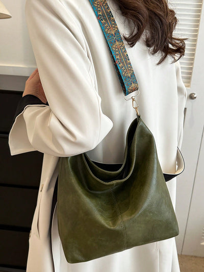 Classic Chic: Large Capacity Solid Color Tote Bag for Women - Stylish Shoulder Bag for Commuting, Going Out, and Travel