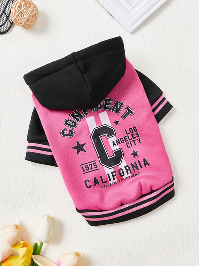 Cute and Cozy: Pink Baseball Jacket with Color Block and Animal Print Sweatshirt