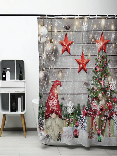 Festive Holiday Cheer: Waterproof Christmas Pattern Shower Curtain