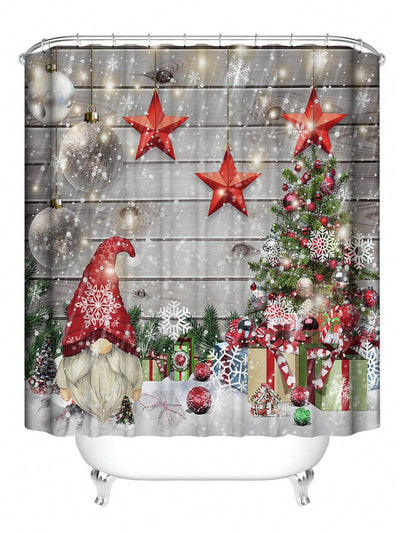 Festive Holiday Cheer: Waterproof Christmas Pattern Shower Curtain