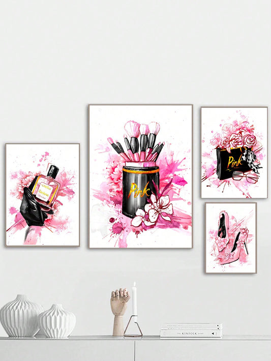 Transform your room into a chic and stylish space with our Pink Perfume and Fashion Canvas Set. This collection is perfect for the modern girl who loves fashion and design. The set includes a fashionable canvas and a delicate pink perfume, adding a touch of elegance to any room.