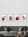 Chic Pink Perfume and Fashion Canvas Set: The Modern Girl's Room Decor Collection