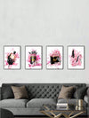 Chic Pink Perfume and Fashion Canvas Set: The Modern Girl's Room Decor Collection