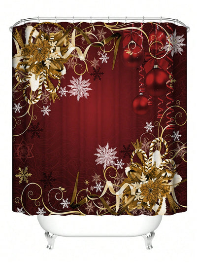 Festive Cheer: Waterproof Christmas-Themed Shower Curtain