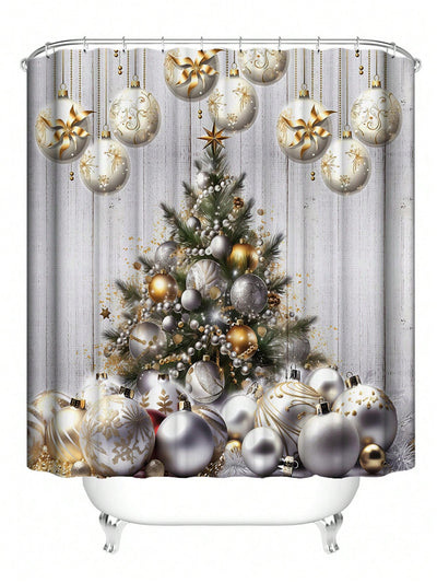 Festive Cheer: Waterproof Christmas-Themed Shower Curtain