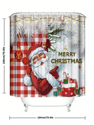 Festive Cheer: Waterproof Christmas-Themed Shower Curtain