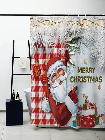 Festive Cheer: Waterproof Christmas-Themed Shower Curtain