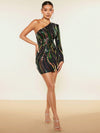 Shine Bright this Christmas in our One-Shoulder Sequin Bodycon Dress