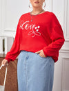 Cozy Christmas Vibes: Plus Size Fleece Letter Printed Sweatshirt