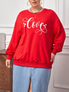 Cozy Christmas Vibes: Plus Size Fleece Letter Printed Sweatshirt