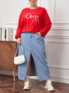 Cozy Christmas Vibes: Plus Size Fleece Letter Printed Sweatshirt