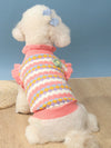 Cozy Chic: Polyester Dual-leg Knitwear with 3D Petite Flowers and Stripes Design Pet Sweater for Small Dogs and Cats in Autumn and Winter