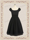 Sweetheart Polka Dot Pleated Dress with Fake Button Detail