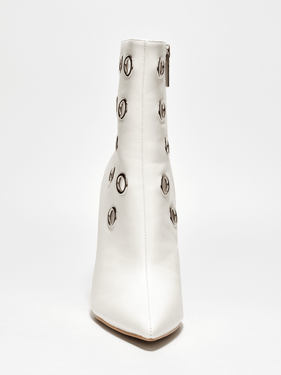 Eyelet-Embellished Pointy Toe Booties: Elevated Elegance in Every Step